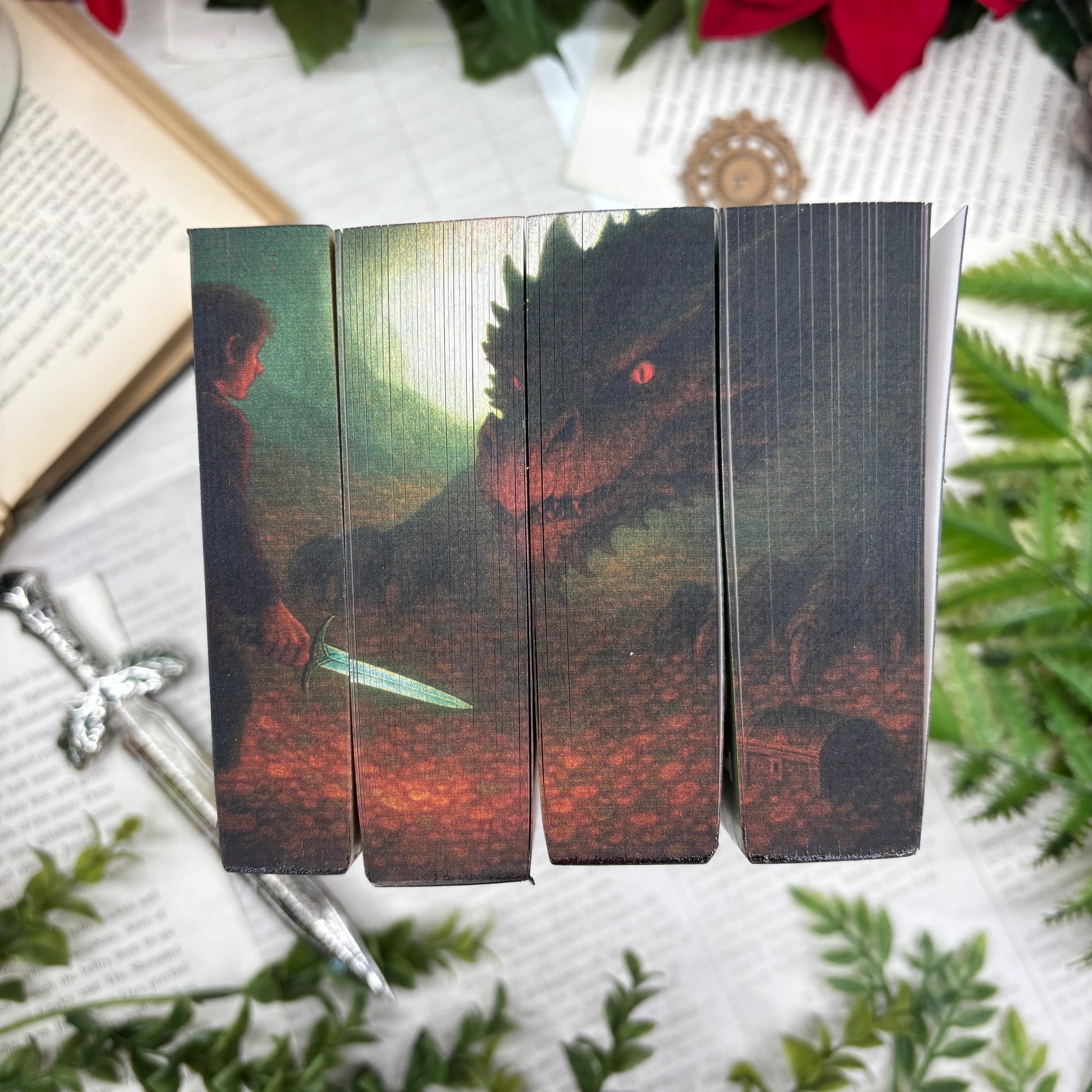 Lord of the Rings paperback set by J. R. R. Tolkien with rings custom edges special edition bottom