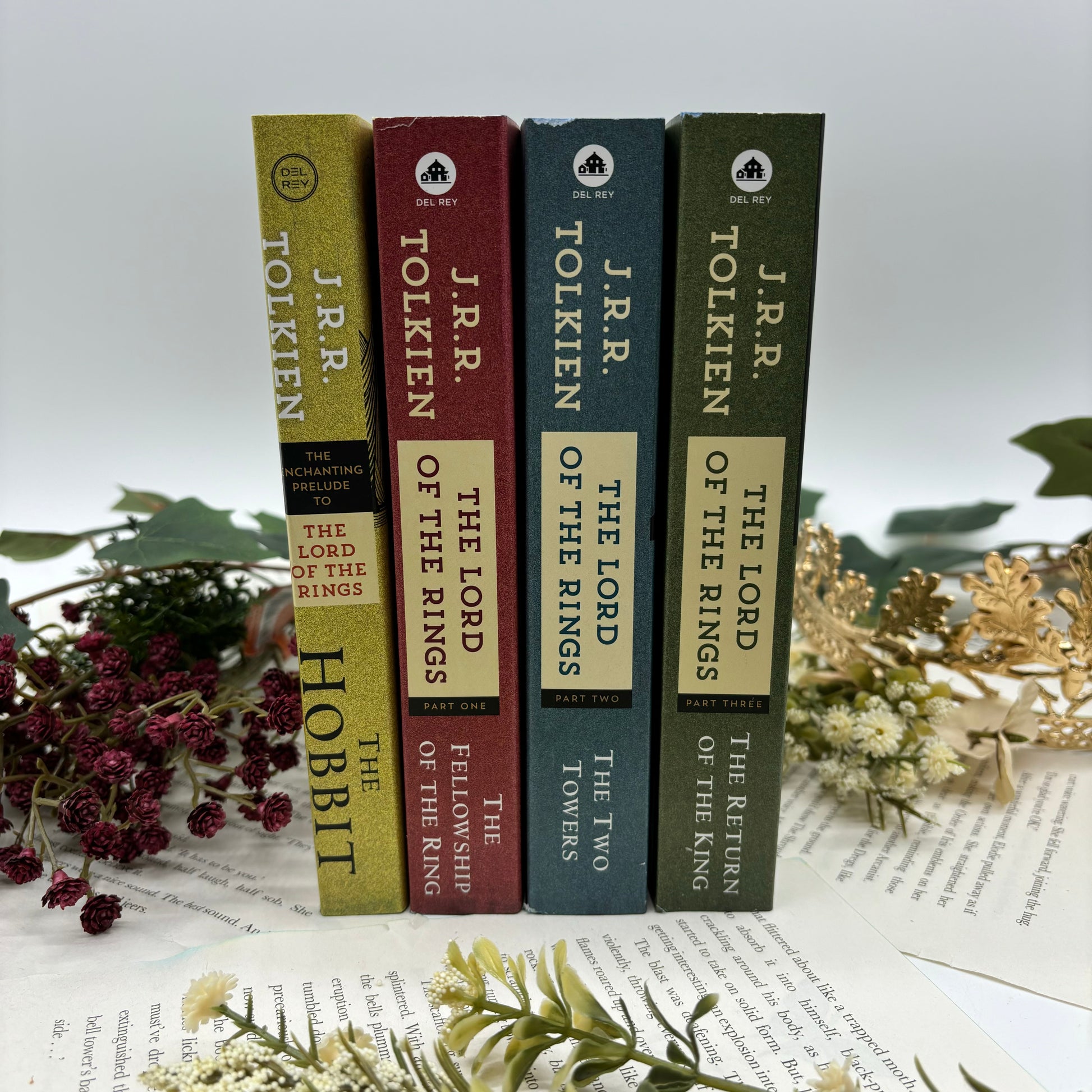 Lord of the Rings paperback set by J. R. R. Tolkien with shire custom edges special edition spines