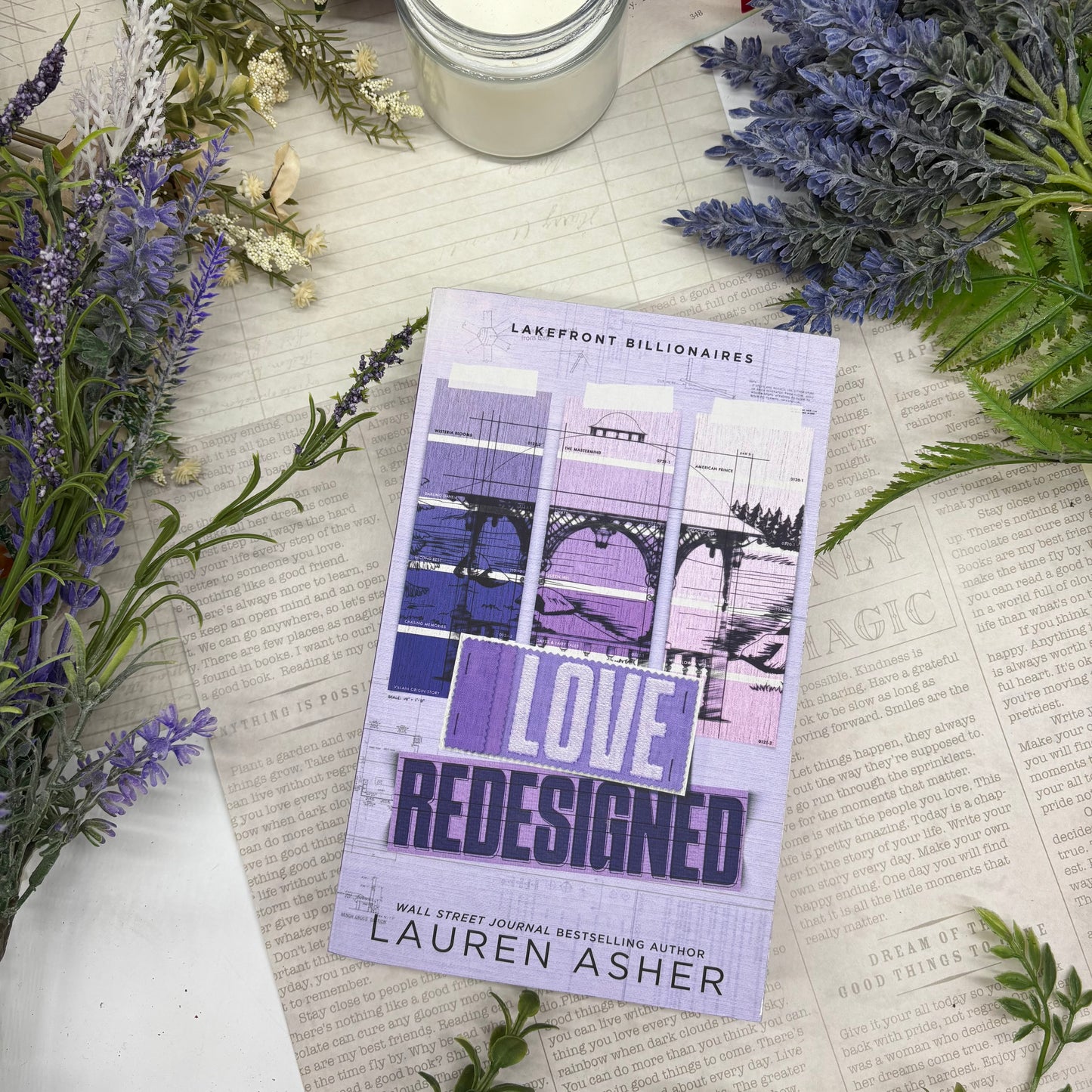 Love Redesigned by Lauren Asher special edition paperback with custom designed edges front cover view