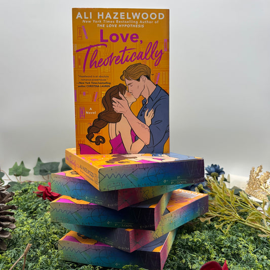 Love, Theoretically by Ali Hazelwood special edition paperback with custom sprayed edges front view