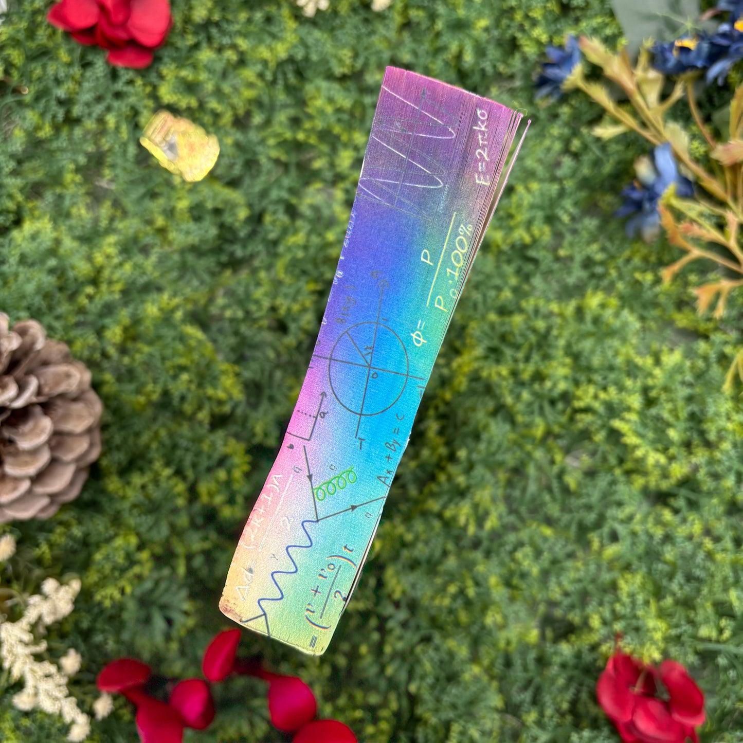 bottom view of Love, Theoretically paperback showing custom sprayed edges special edition