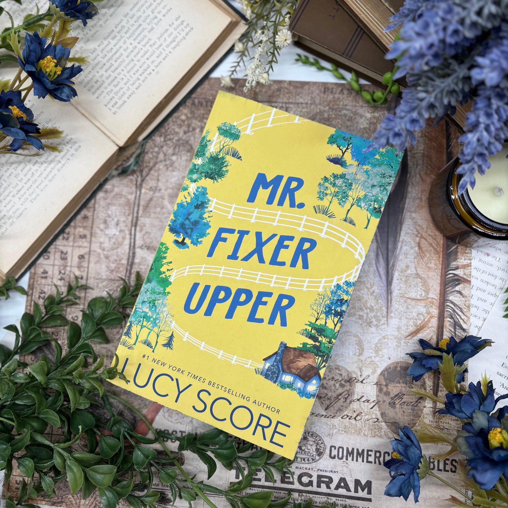 Romance book with grumpy sunshine trope and custom book edge design