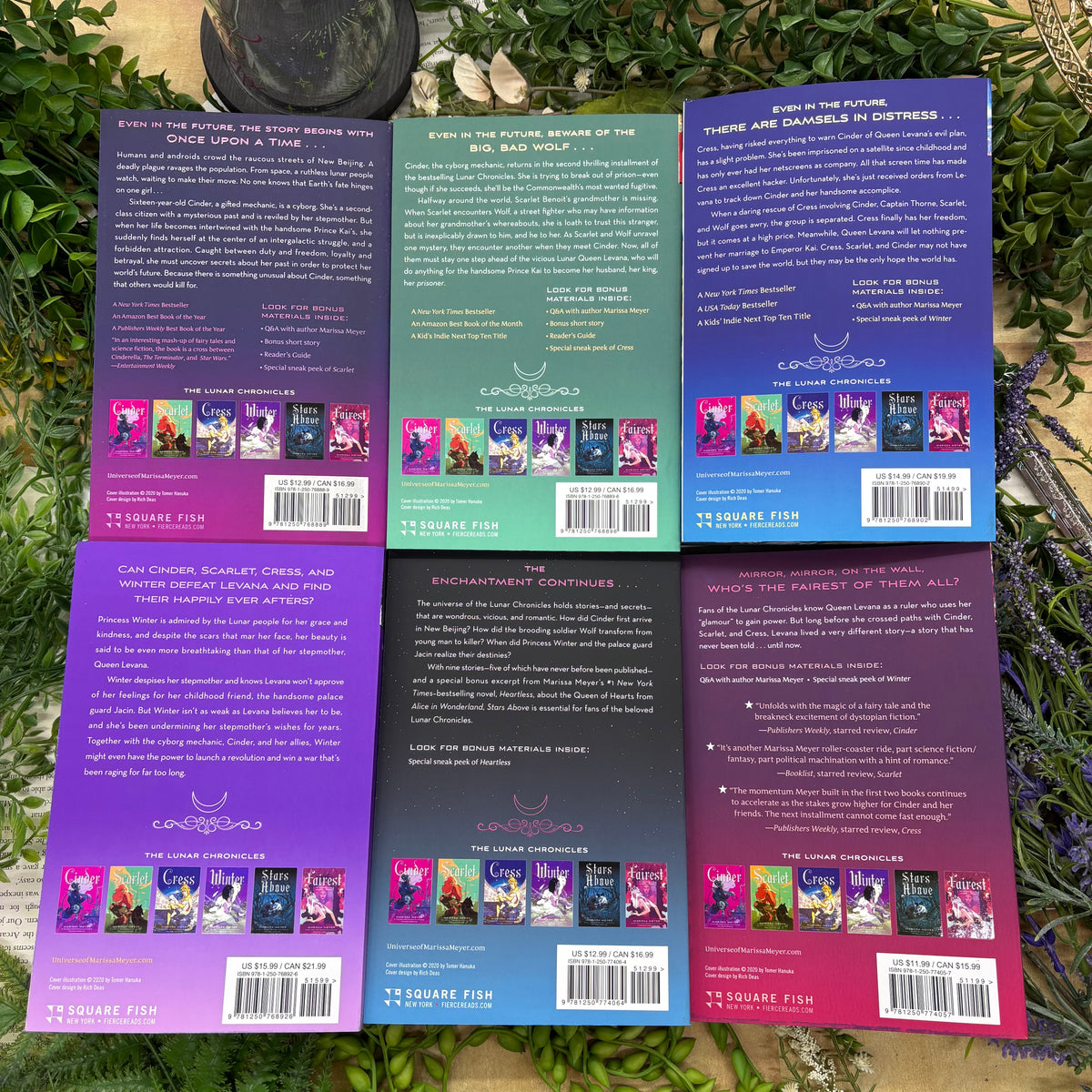 The Lunar Chronicles by Marissa Meyer paperback set with custom edges back covers