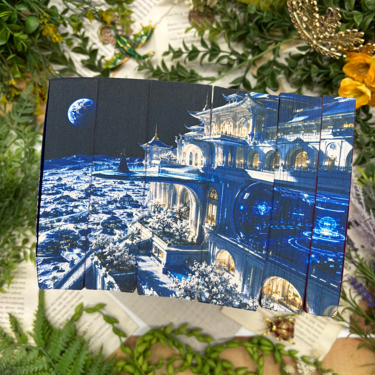 The Lunar Chronicles by Marissa Meyer paperback set with custom edges bottom 