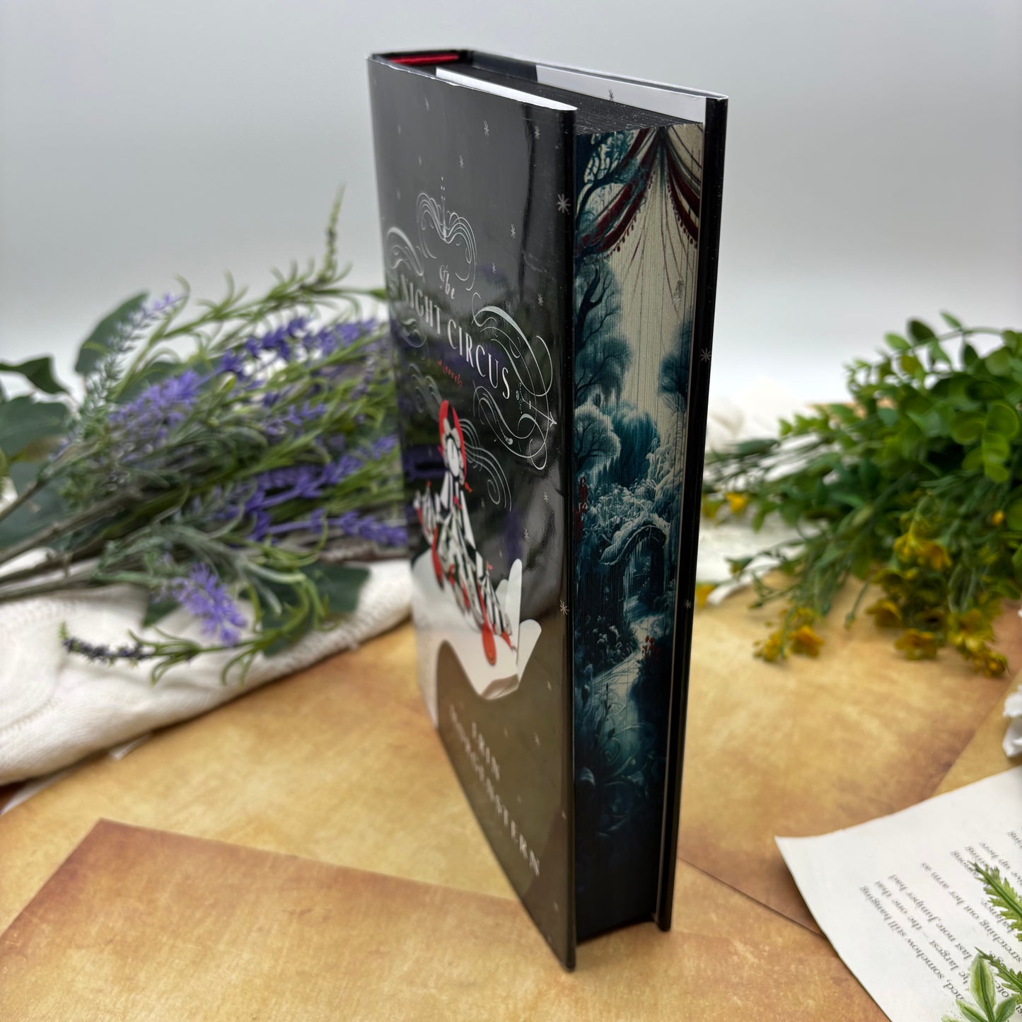 The Night Circus by Erin Morgenstern special edition hardcover with custom designed edges side view