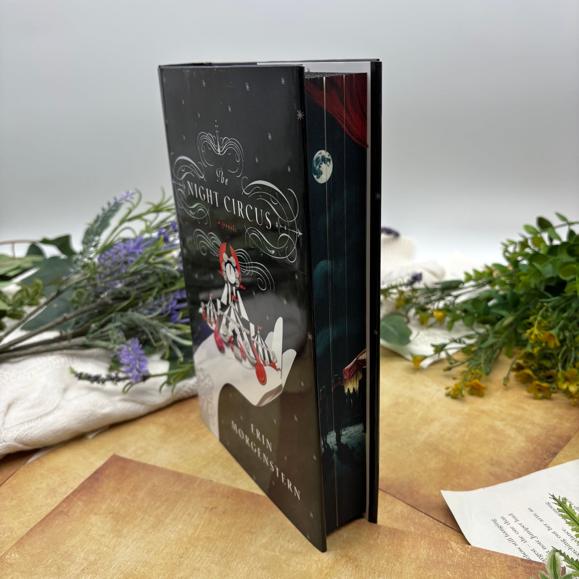 The Night Circus by Erin Morgenstern special edition hardcover with custom designed edges side view