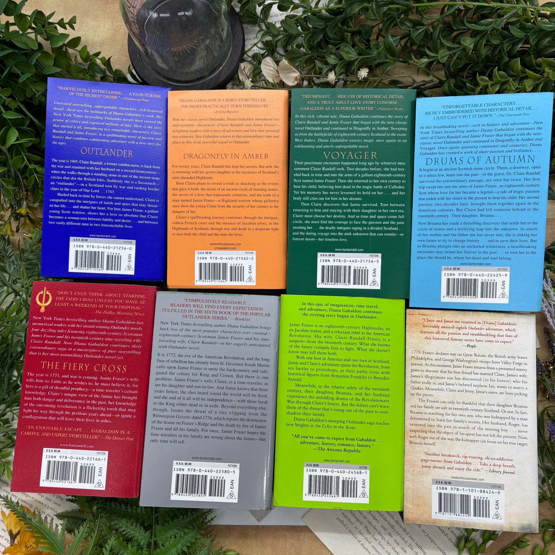 Outlander special edition paperback book set with custom edges by Diana Gabaldon back covers