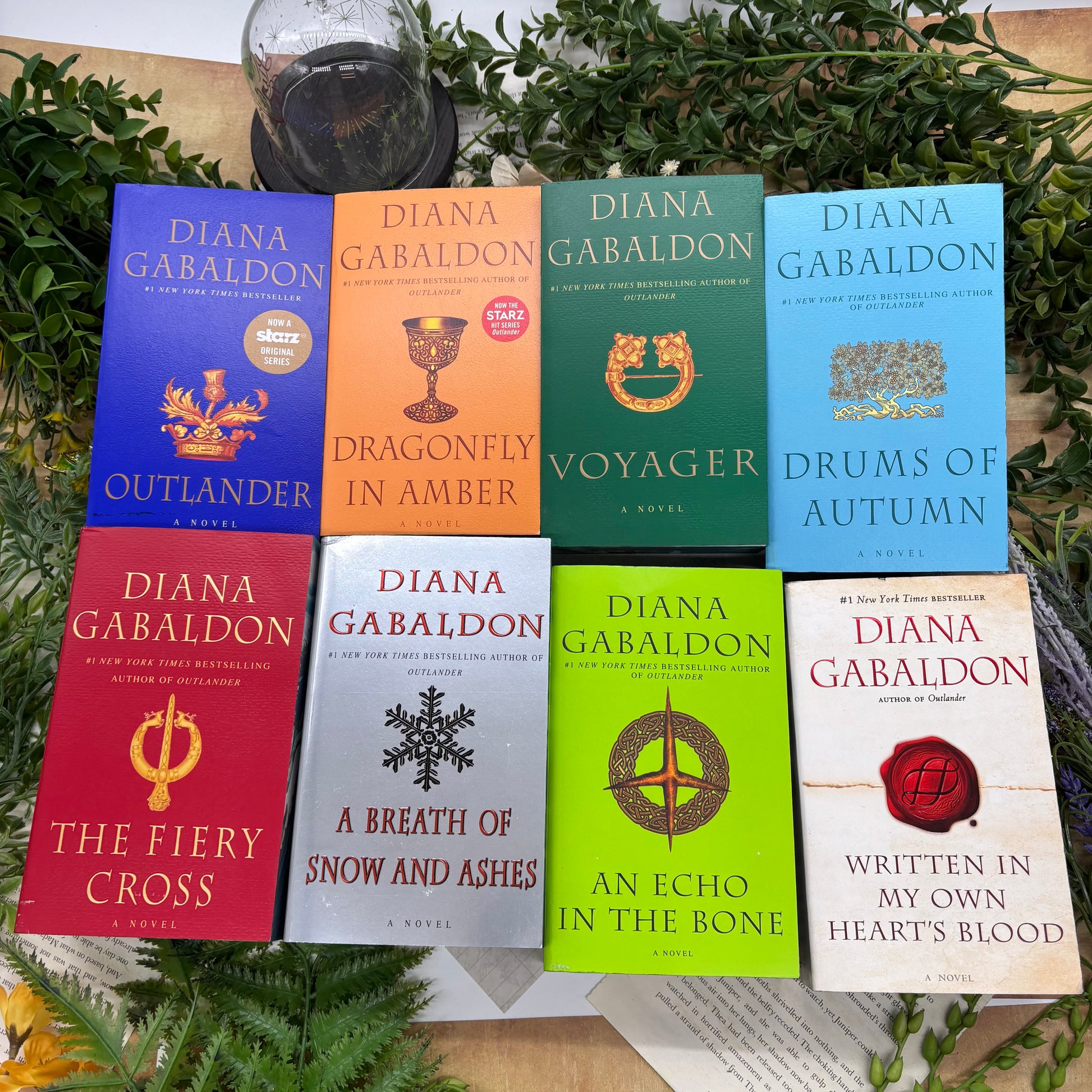 Outlander special edition paperback book set with custom edges by Diana Gabaldon covers
