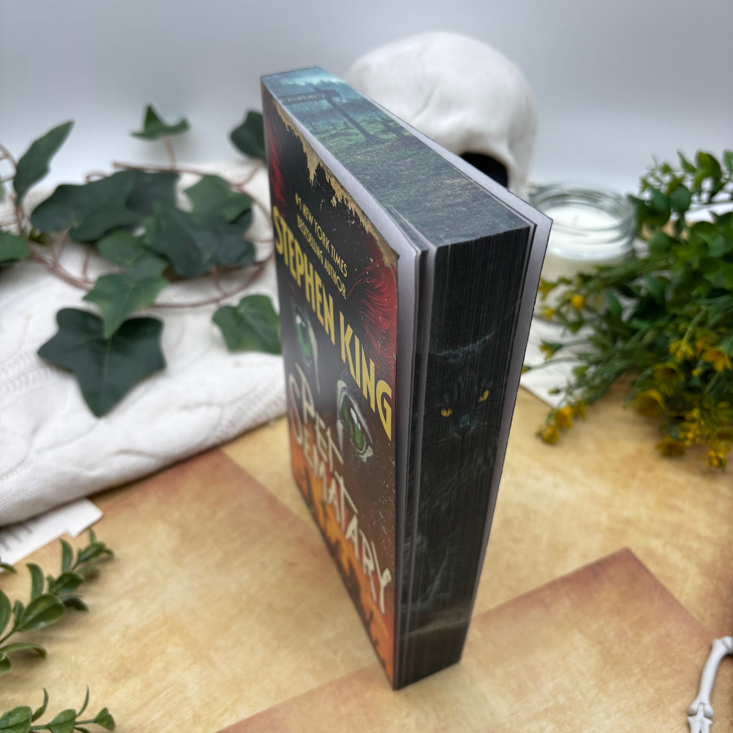 Pet Sematary by Stephen King special edition paperback with custom designed edges side view