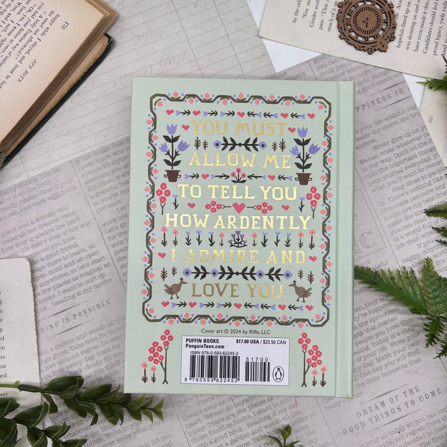 Pride and Prejudice by Jane Austen special edition hardcover with custom designed edges back cover view
