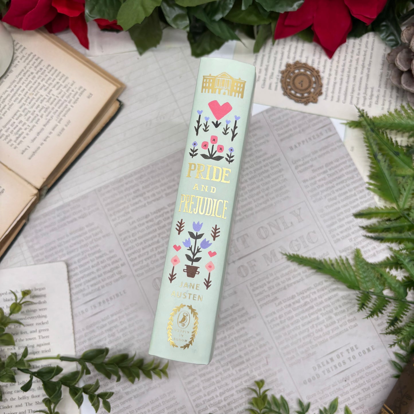Pride and Prejudice by Jane Austen special edition hardcover with custom designed edges spine view