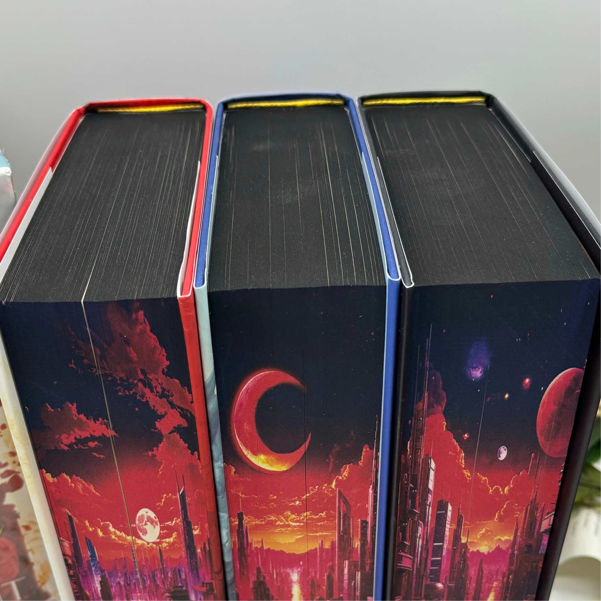 Sarah J. Maas Crescent City books with custom edge designs