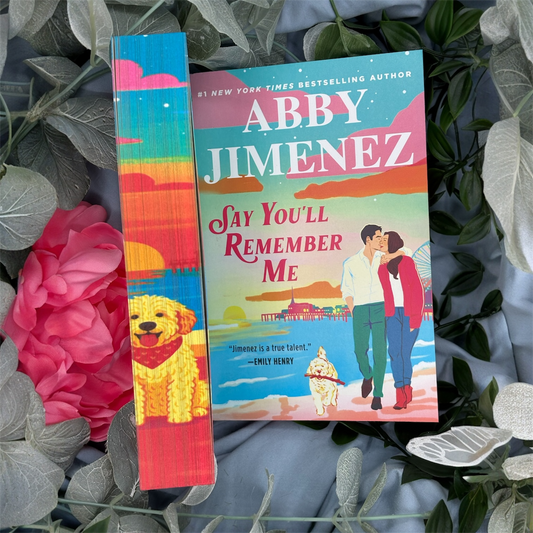 Say You’ll Remember Me by Abby Jimenez special edition paperback with custom sprayed edges front view