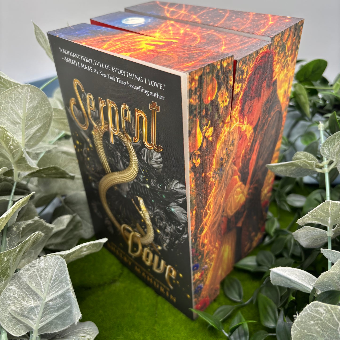 Serpent and Dove trilogy by Shelby Mahurin special edition hardcover set with custom edges sideview 