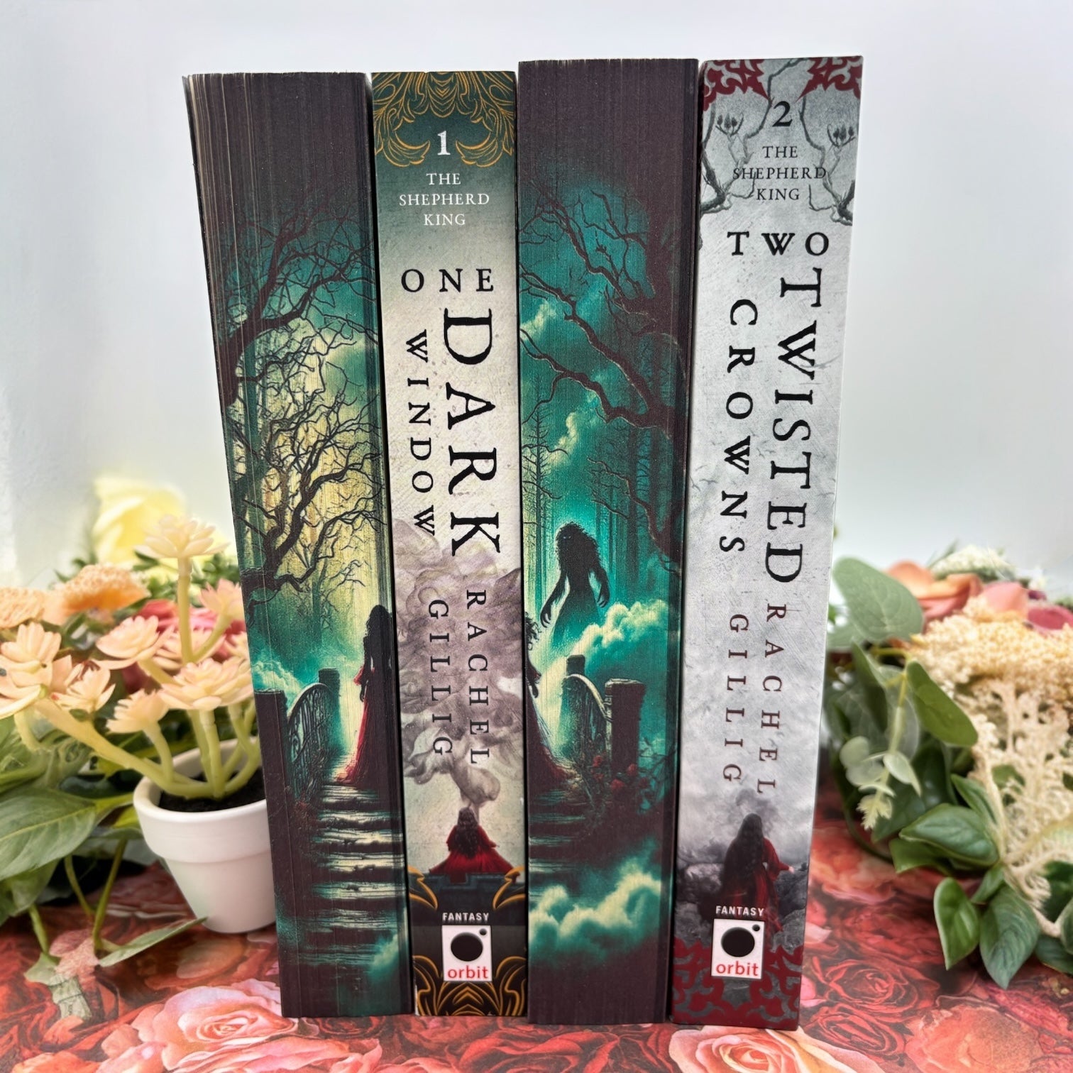 Custom printed book edge with gothic flair for One Dark Window