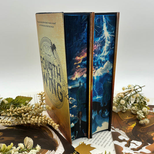 Fourth Wing and Iron Flame special edition hardcovers with printed and airbrushed edges