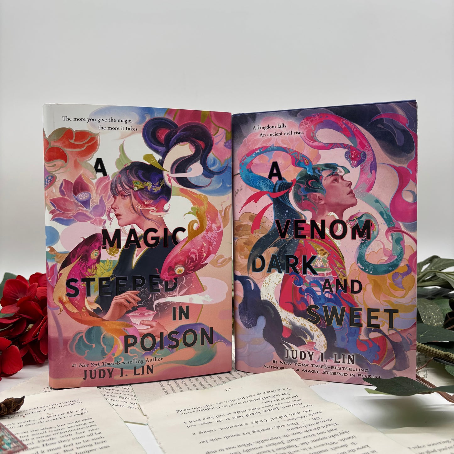 Special edition hardcover of The Book of Tea Duology with custom edges A Magic Steeped in Poison and A Venom Dark and Sweet