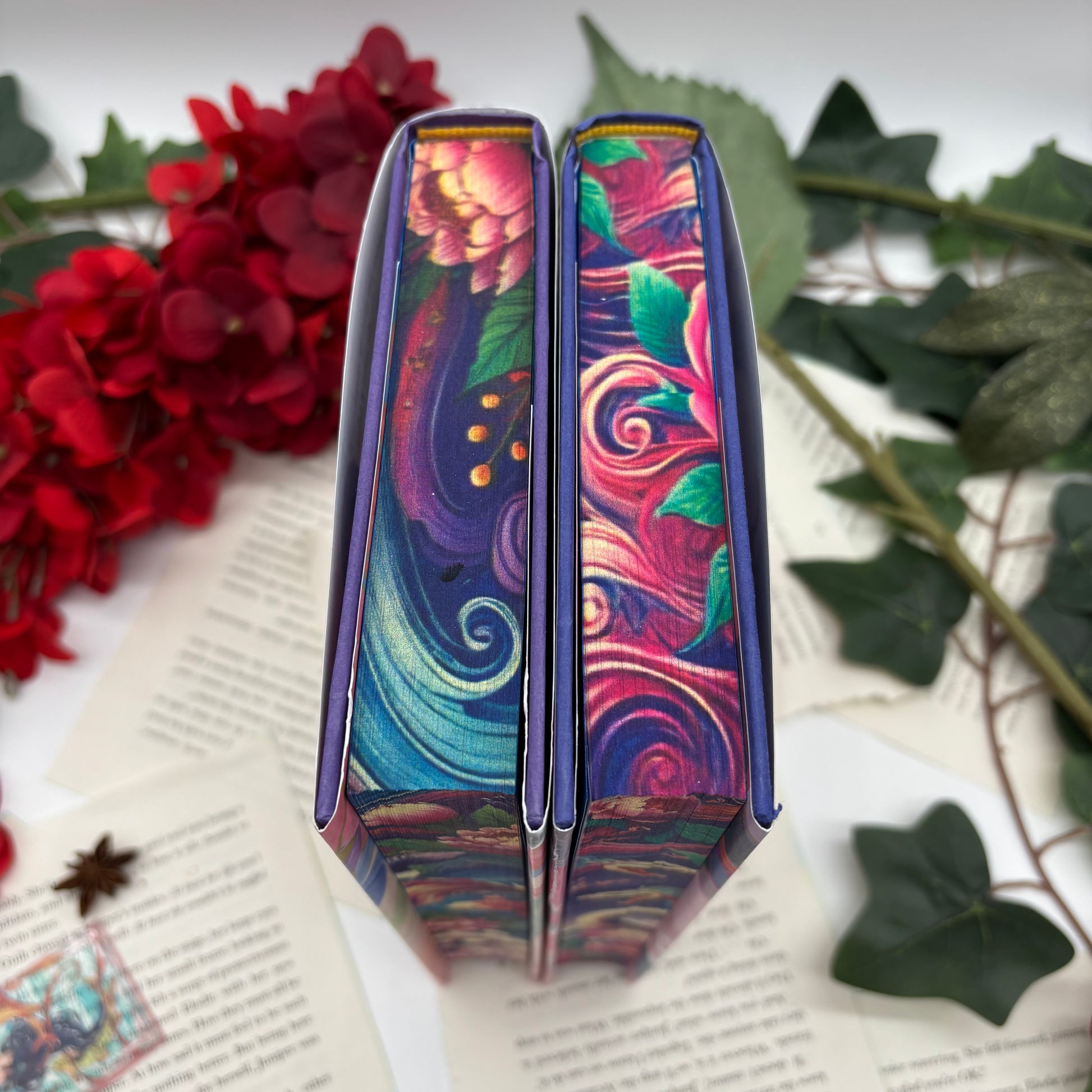 Special edition hardcover of The Book of Tea Duology with custom edges A Magic Steeped in Poison and A Venom Dark and Sweet