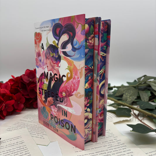 Special edition hardcover of The Book of Tea Duology with custom edges A Magic Steeped in Poison and A Venom Dark and Sweet