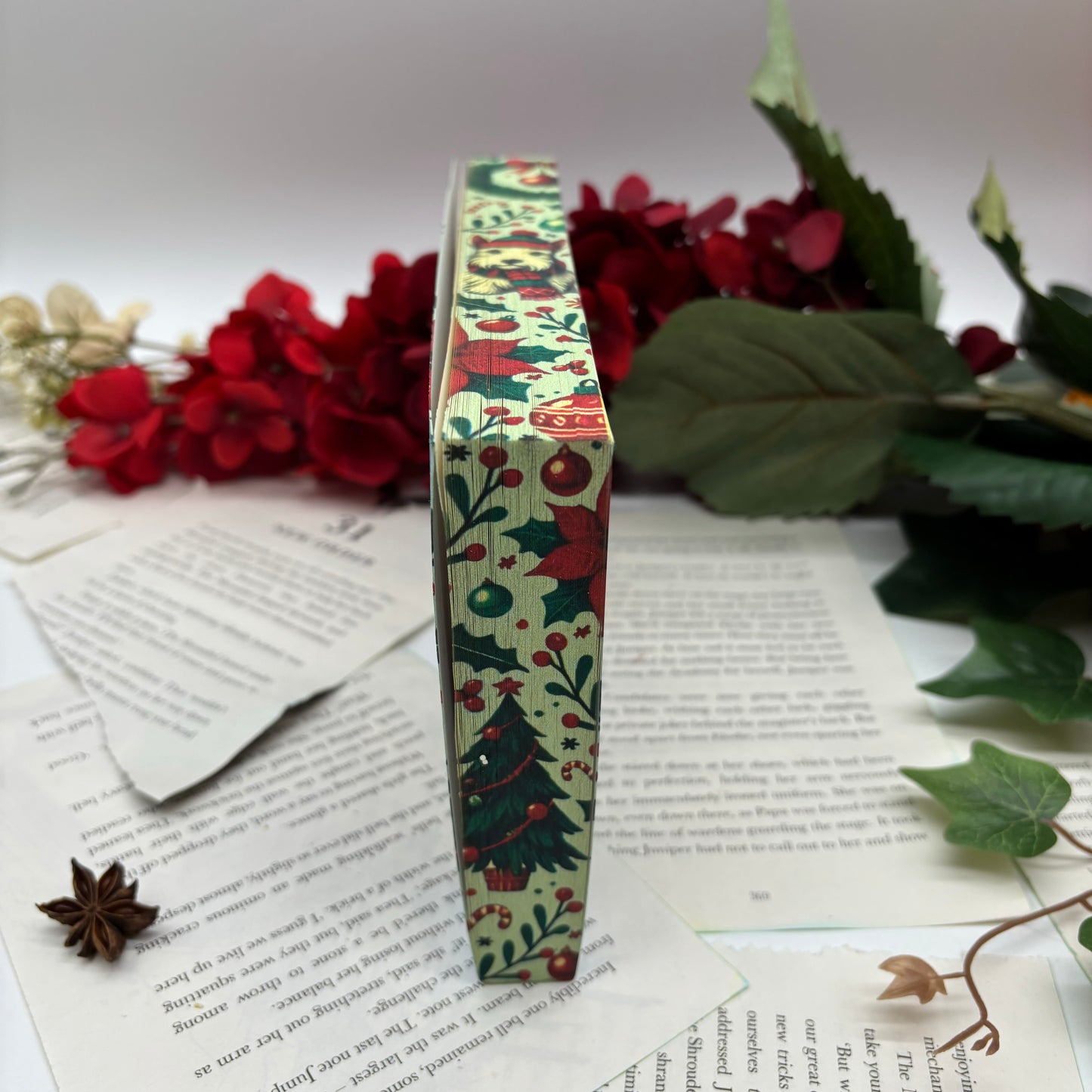 The Christmas Tree Farm special edition paperback with stenciled edges by Laurie Gilmore middle