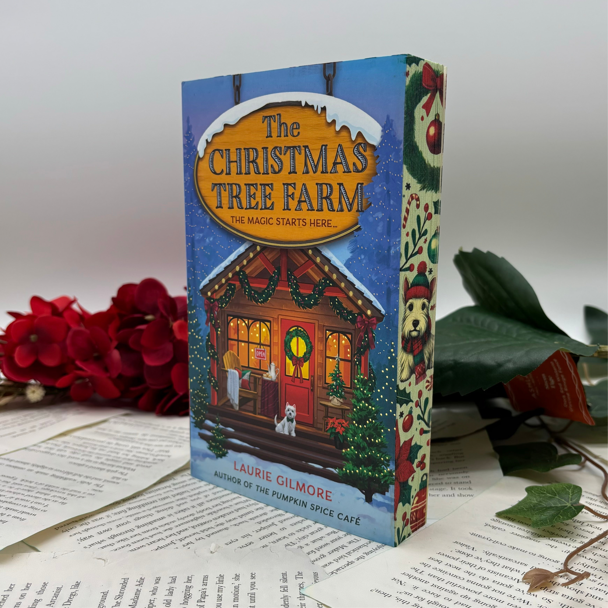 The Christmas Tree Farm special edition paperback with stenciled edges by Laurie Gilmore