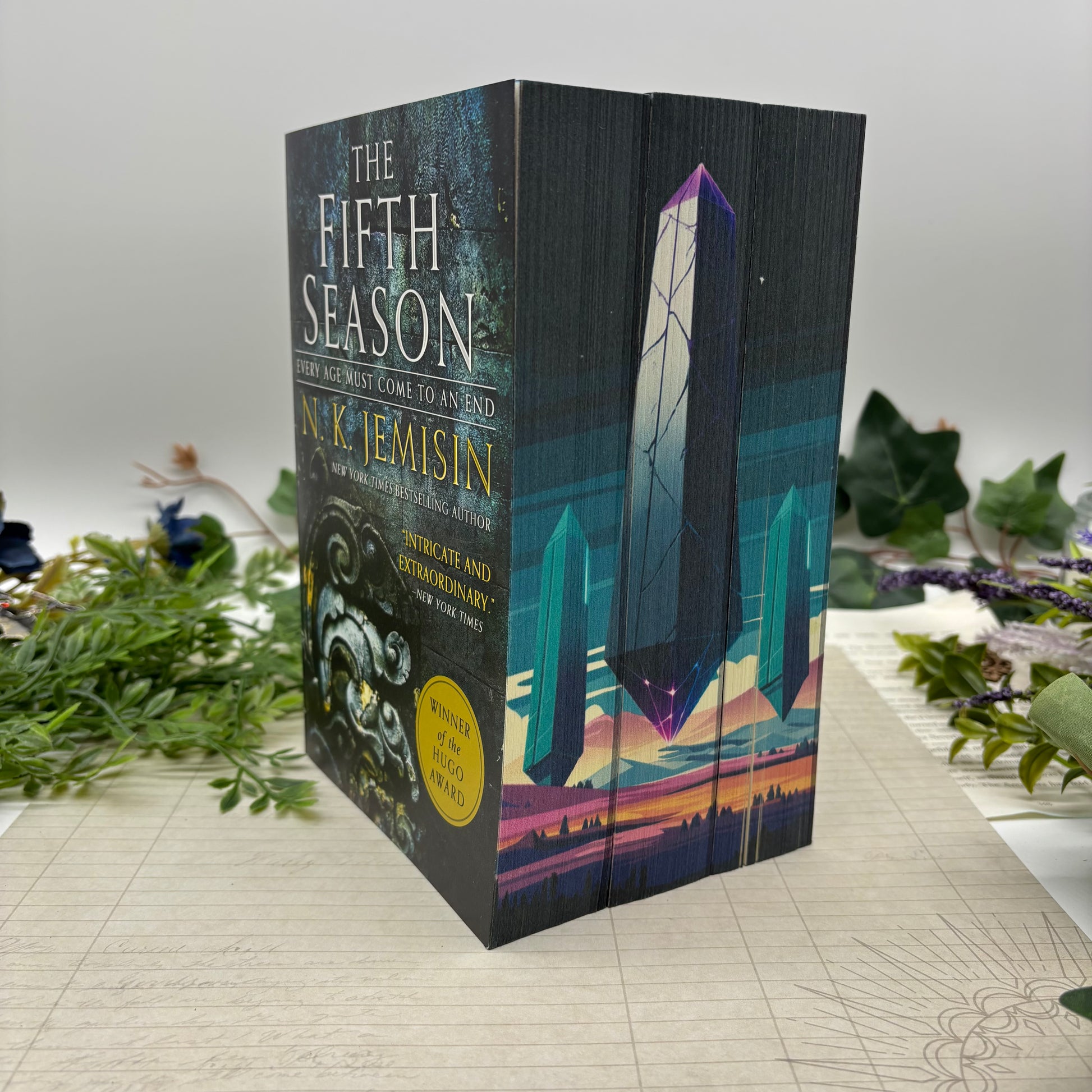 The Broken Earth Trilogy special edition paperback book set with custom designed edges