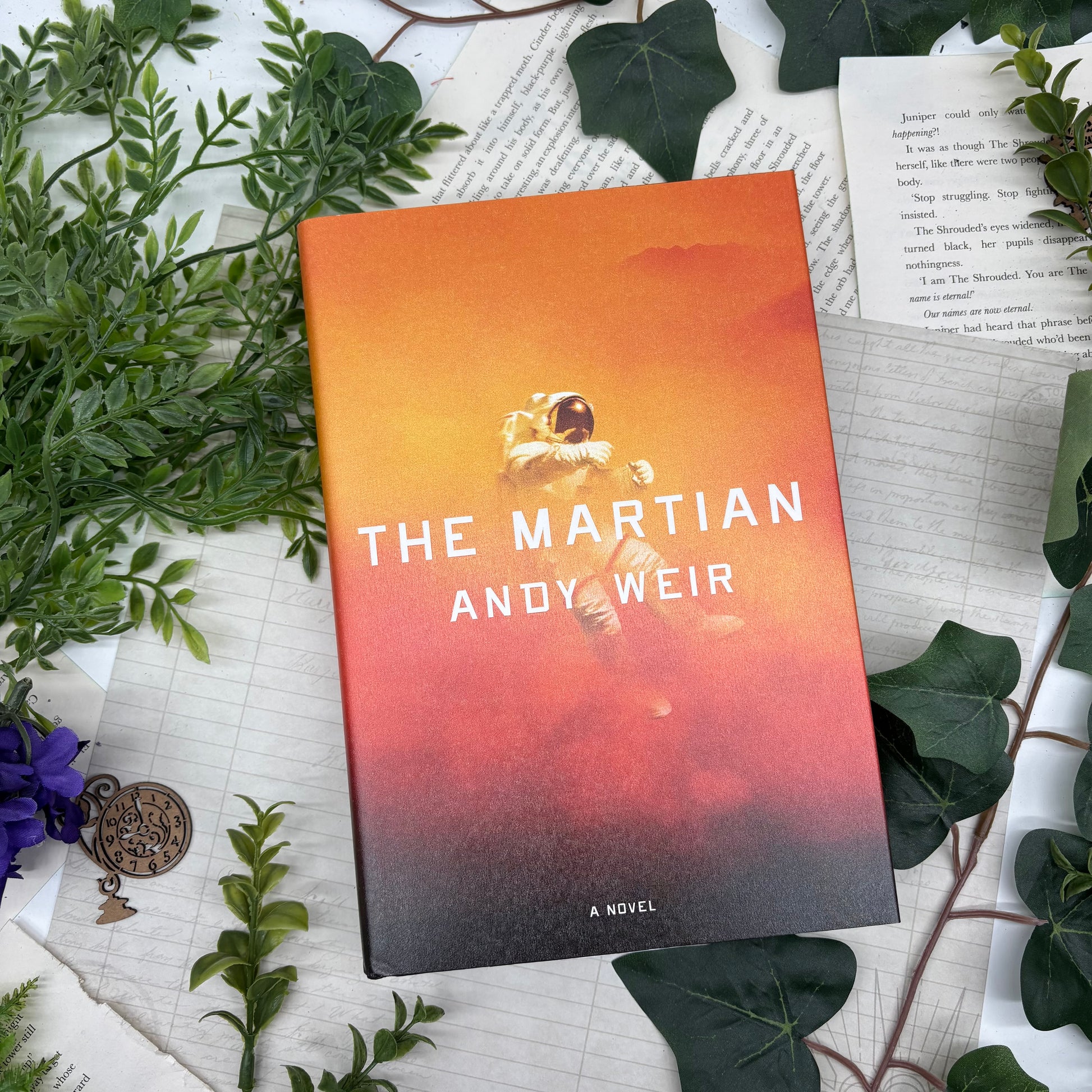 Special edition hardcover of The Martian by Andy Weir featuring custom printed and airbrushed edges
