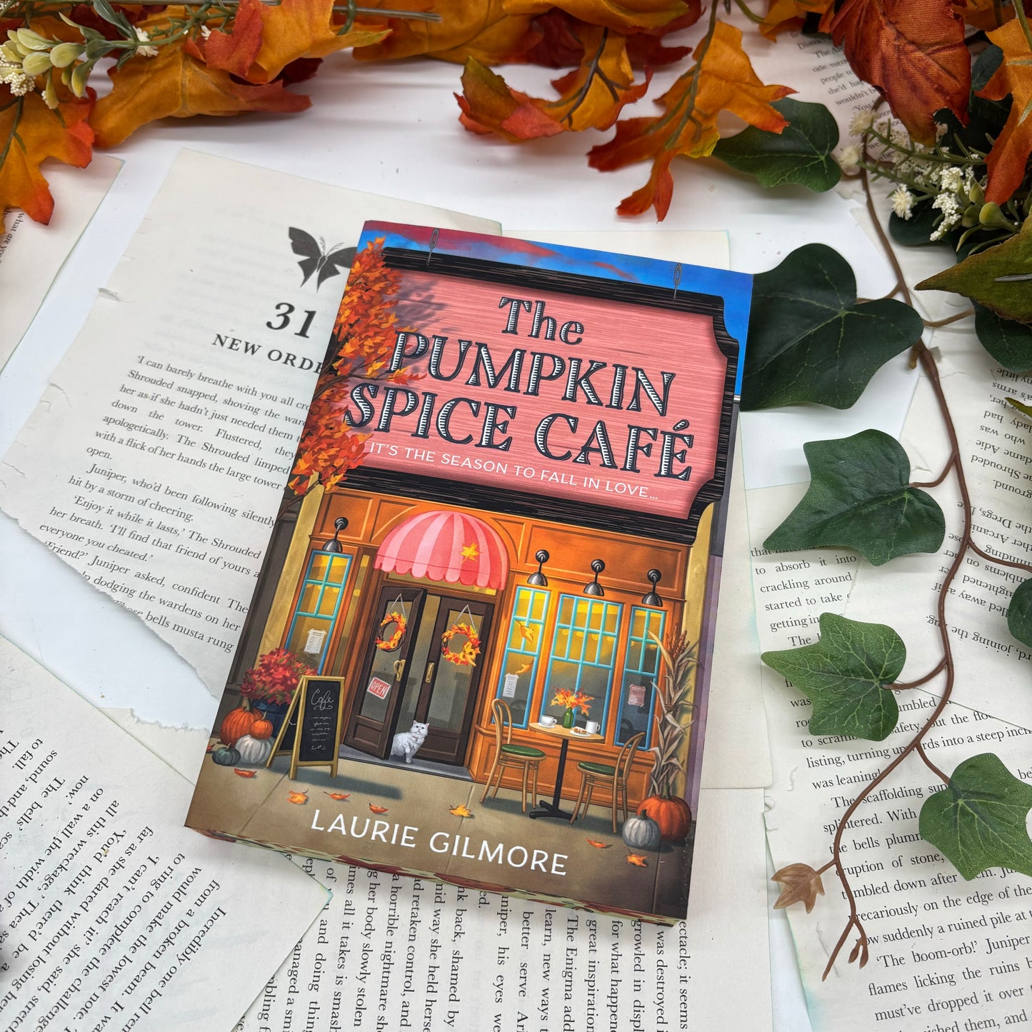 The Pumpkin Spice Cafe special edition paperback with stenciled edges by Laurie Gilmore cover