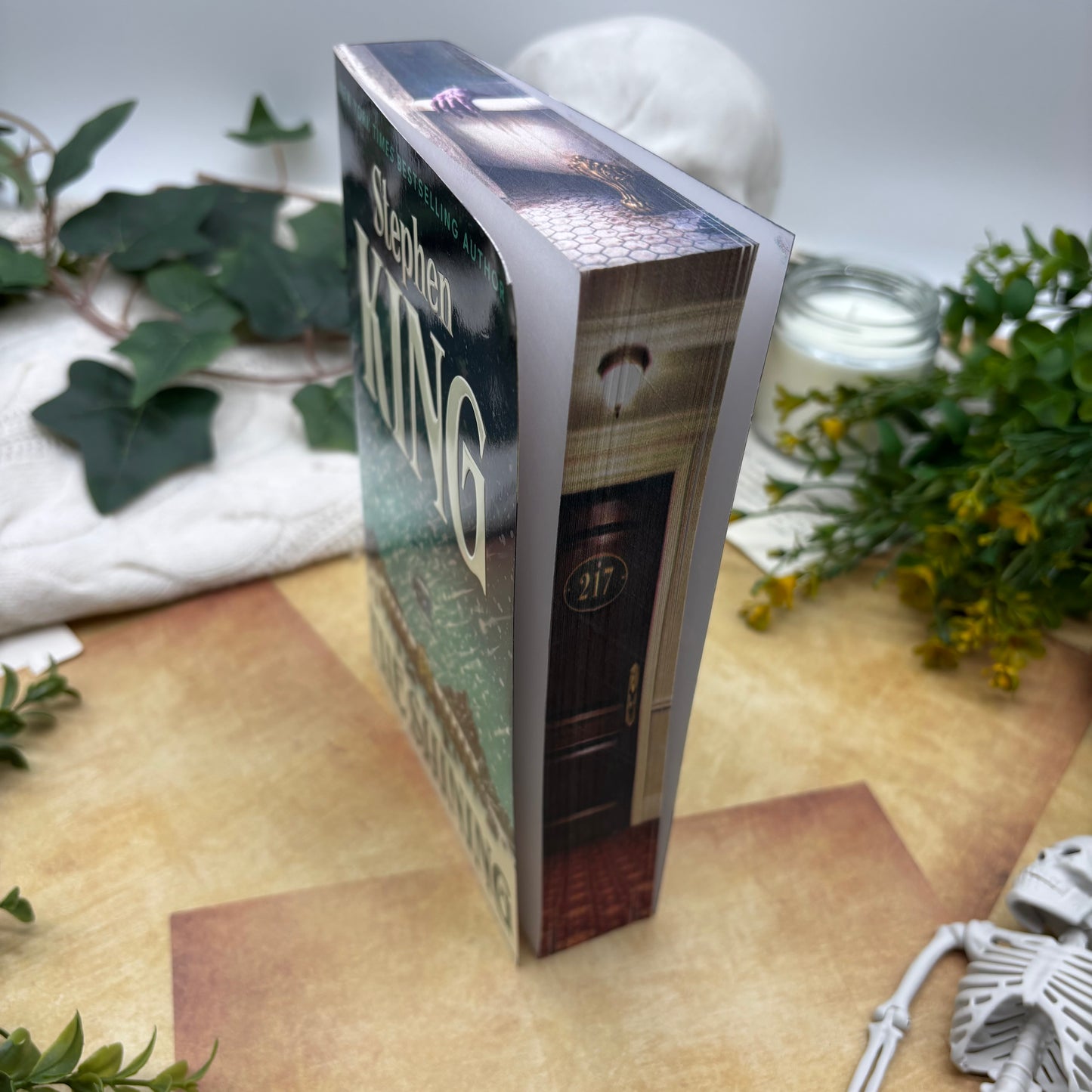 The Shining by Stephen King special edition paperback with custom designed edges middle side view
