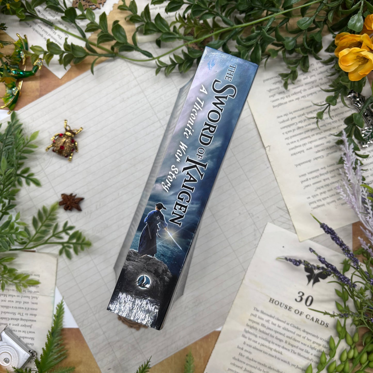 The Sword of Kaigen by M. L. Wang special edition paperback with custom designed edges spine view