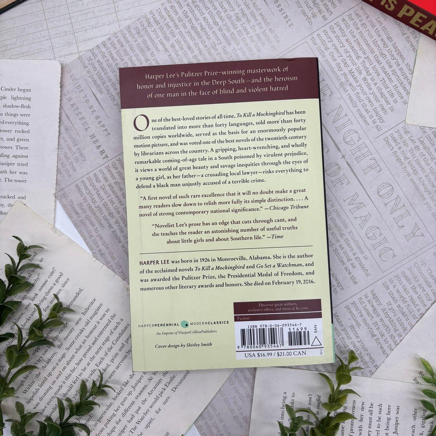 To Kill a Mockingbird by Harper Lee special edition paperback with custom designed edges back cover view