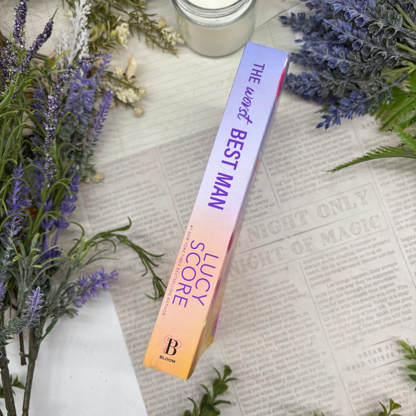 The Worst Best Man by Lucy Score special edition paperback with custom designed edges spine view